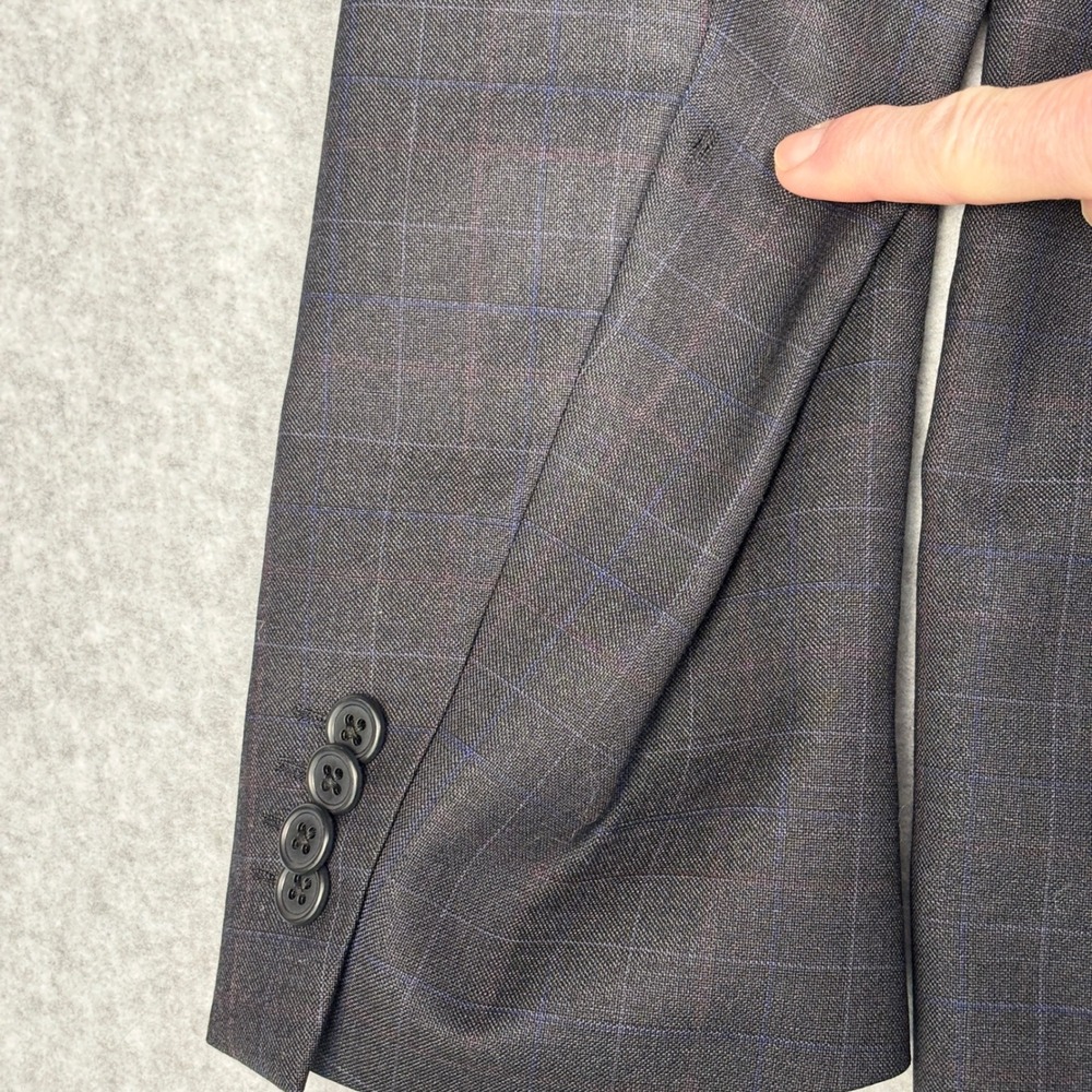Paul Betenly Blazer 52R Windowpane Plaid Charcoal Wool Lanificio Filarte - Picture 15 of 15